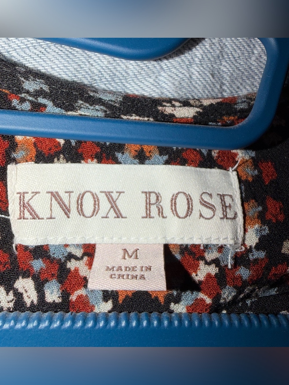 Knox Rose ~ Wrap ~ Midi Dress ~ Rust/Black/White/Blue ~ Floral-Like Material - Picture 2 of 6